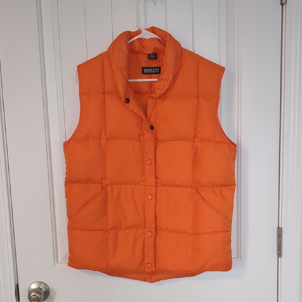 Lands' End Neon Orange Puffer Vest